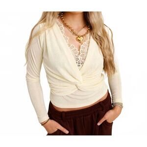 NEW INA FASHION timeless twist long sleeve top in butter yellow